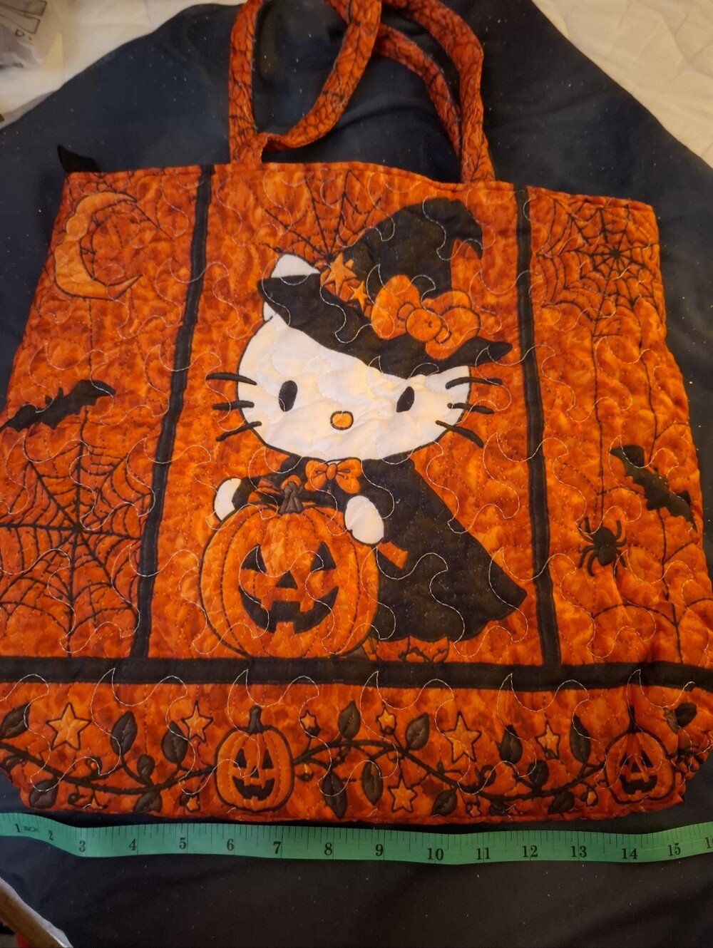 Hello Kitty Orange and Black Quilted Halloween Tote - Picture 2 of 5
